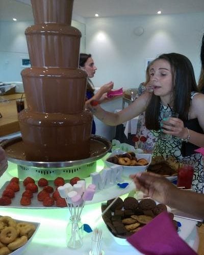 Guests-at-wedding-for-chocolate-fountain Chocolate Fountain 5 Tier London